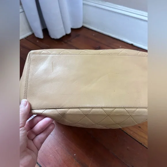 Chanel Beige Lambskin Leather Quilted Hand Bag(Damaged) - Picture 12 of 17